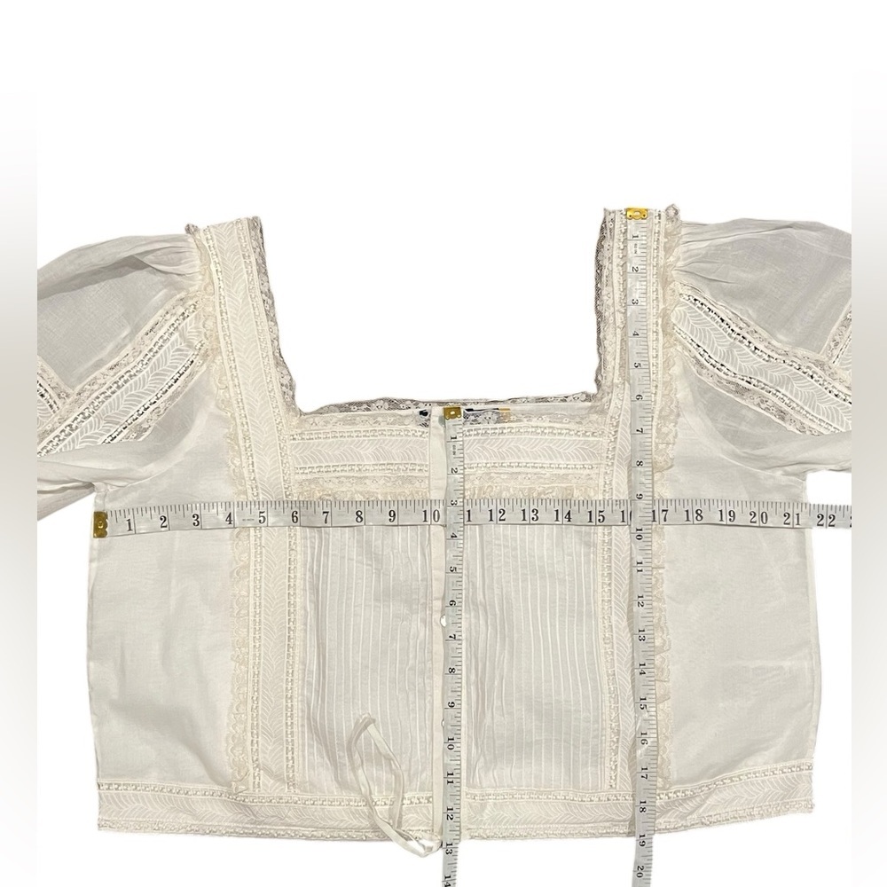 Polo Ralph Lauren Blouse Womens Cream White Lace Cotton Voile Bohemian Cropped - Picture 13 of 14